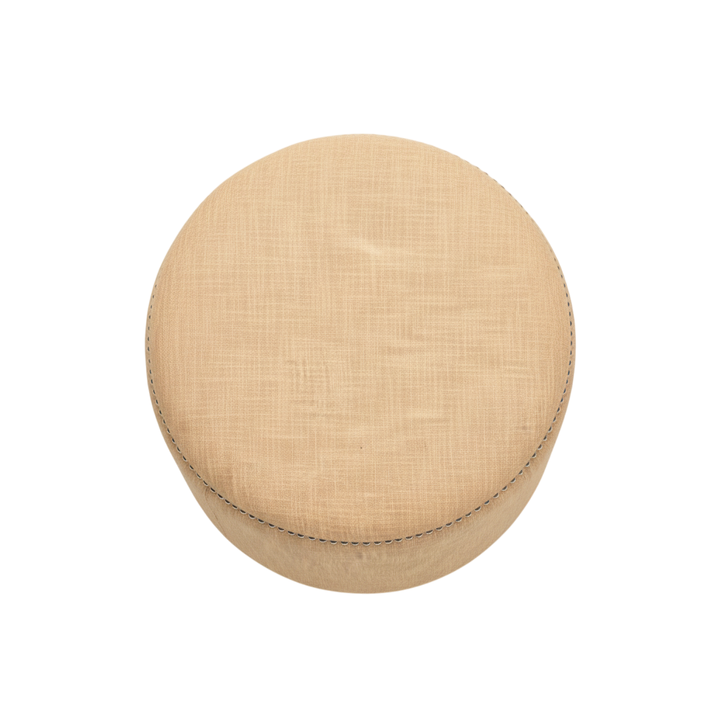 Ottoman rond clouté en cuir miniature 3