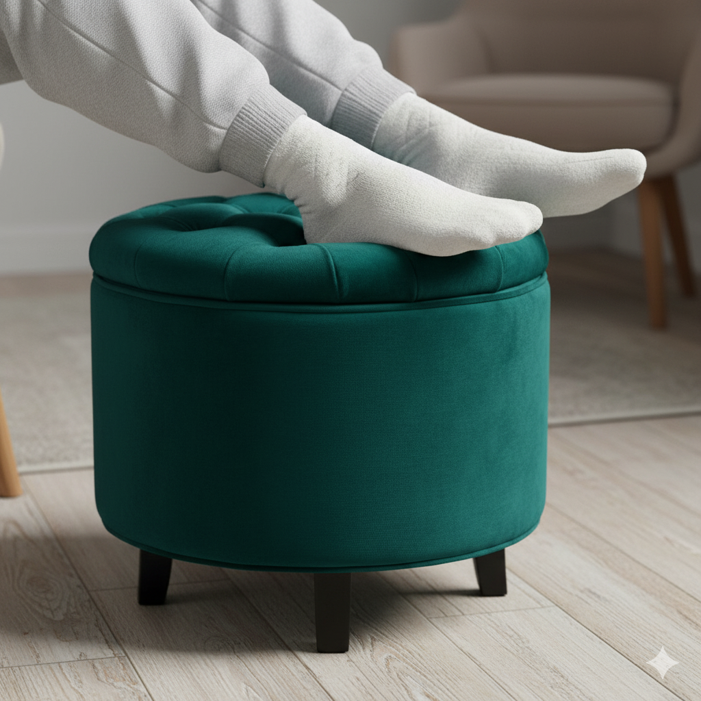 Pouf de rangement Capitonné Velours miniature 2