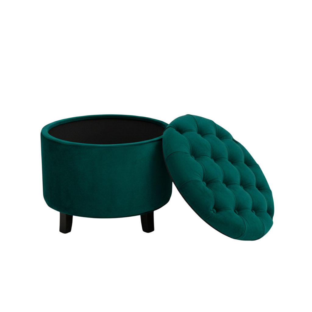 Pouf de rangement Capitonné Velours miniature 3